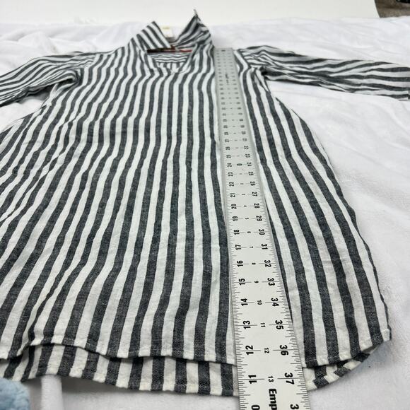 NWT Soft Surroundings Womens XS Black White Stripes Linen Knee Length Dress - Picture 3 of 6